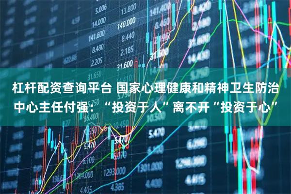 杠杆配资查询平台 国家心理健康和精神卫生防治中心主任付强:“投资于人”离不开“投资于心”